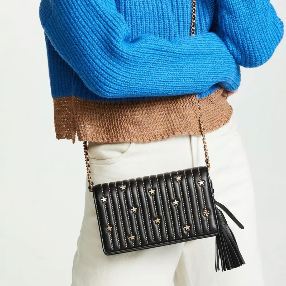 Tory Burch Fleming Star Stud Flat Crossbody Wallet